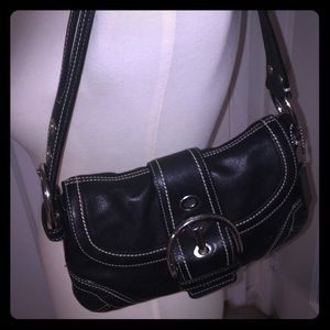 COACH Black Leather SOHO FLAP Shoulder Bag
